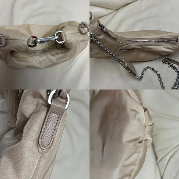 PRADA Re Edition Nylon 2006 Tessuto Beige Small Crescent Moon Bag - Picture 10 of 15